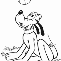 Desenho de Pluto jogando bola para colorir