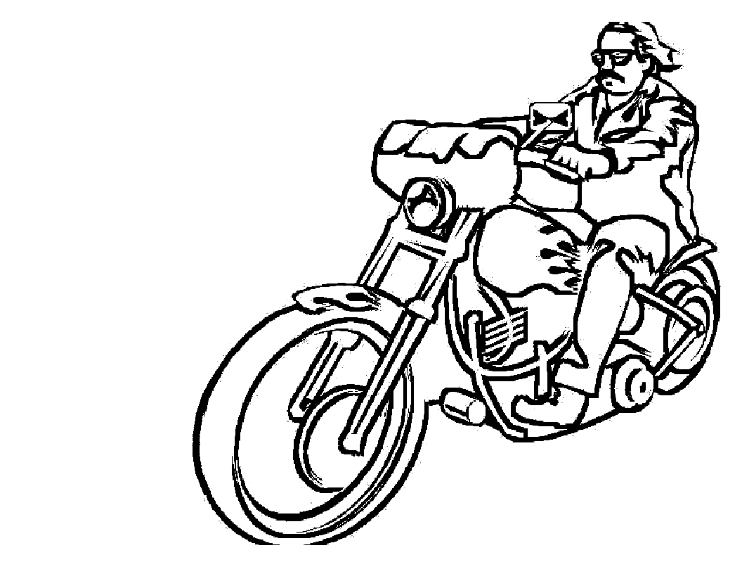 Desenho de Motoqueiro na estrada para colorir - Tudodesenhos