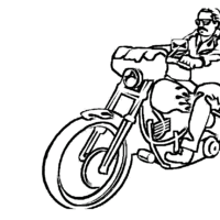 Desenho de Motoqueiro dirigindo moto para colorir