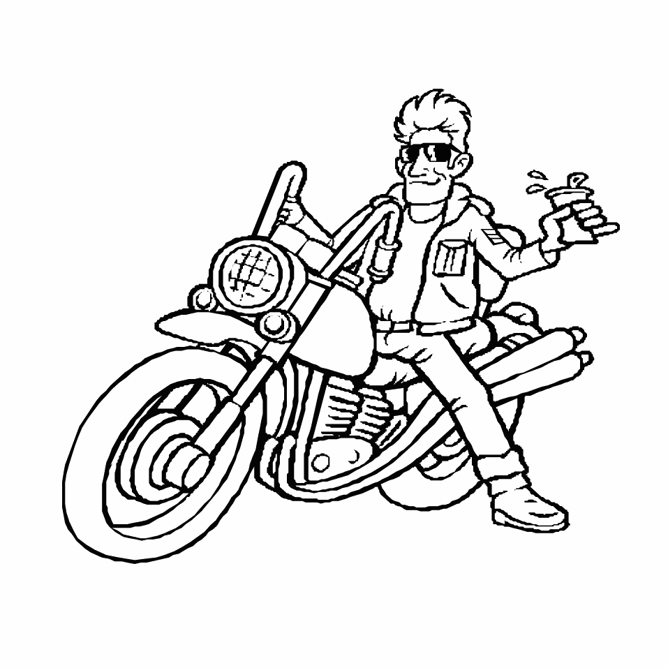 Desenho de Motoqueiro para Colorir - Alfabetizar com (Z)