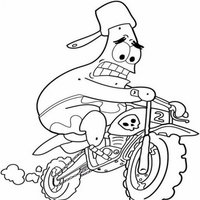 Desenho de Patrick Estrela na moto para colorir