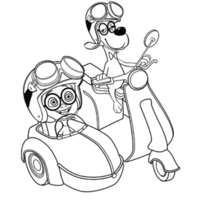 Desenho de Peabody e Sherman na moto para colorir