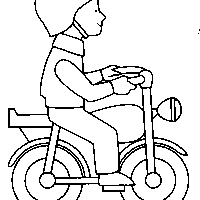 Desenho de Trabalhador na moto para colorir