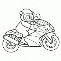 Desenho de Ursinho na moto para colorir