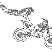 Desenho de Manobra de motoqueiro na moto para colorir