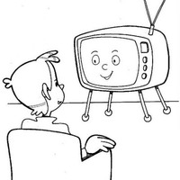 Desenho de Homem vendo televisão para colorir