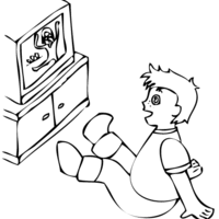 Desenho de Menino assistindo à televisão para colorir