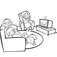 Desenho de Televisão na sala de estar para colorir