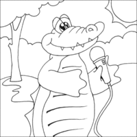 Desenho de Jacaré cantando para colorir