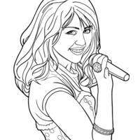 Desenho de Hannah Montana cantando para colorir