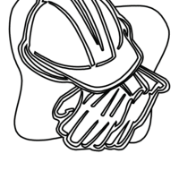 Desenho de Luva e capacete para colorir