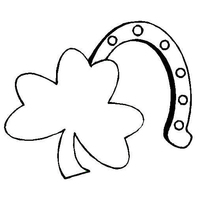 Desenho de Ferradura e trevo de três folhas para colorir