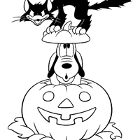 Desenho de Pateta e abóbora do Halloween para colorir