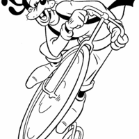 Desenho de Pateta na bicicleta para colorir