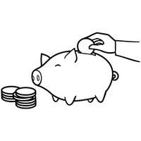 Desenho de Dinheiro no porquinho para colorir