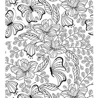Desenho de Flores e mariposas para adultos para colorir