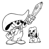 Desenho de Mickey três mosqueteiros para colorir