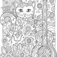 Desenho de Gato e vilão para adultos para colorir