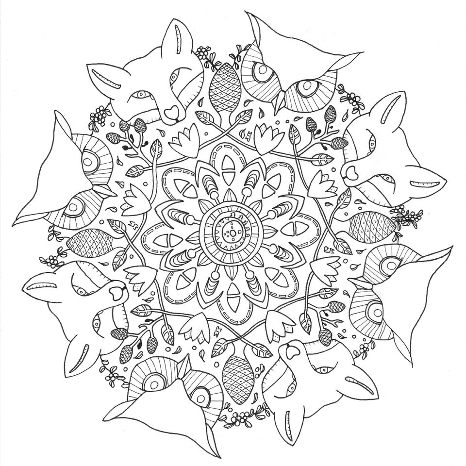 Desenho de mandala animal para colorir para adultos