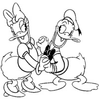 Desenho de Margarida e Donald namorando para colorir