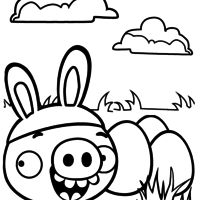 Desenho de Angry Birds na Páscoa para colorir