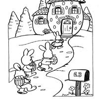 Desenho de Casa do coelhinho da Páscoa para colorir