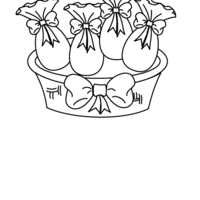 Desenho de Cesta com quatro ovos de Páscoa para colorir