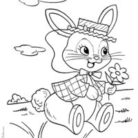 Desenho de Coelhinha na festa da Páscoa para colorir
