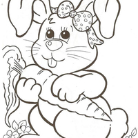 Desenho de Coelhinho da Páscoa e cenoura para colorir
