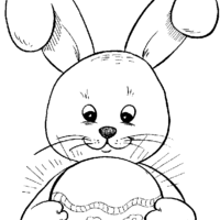 Desenho de Coelho da Páscoa e ovo decorado para colorir