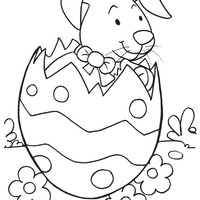 Desenho de Coelho dentro de ovo de Páscoa para colorir