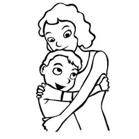 Desenho de Filho abraçando a mãe para colorir