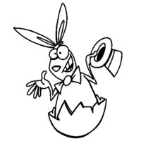 Desenho de Coelho mágico saindo do ovo de Páscoa para colorir