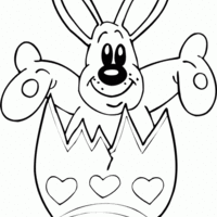 Desenho de Coelho no ovinho de Páscoa para colorir