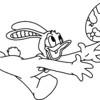 Desenho de Donald vestido de coelho da Páscoa para colorir