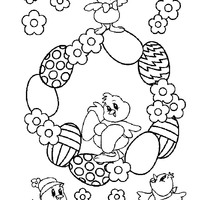 Desenho de Guirlanda de ovos de Páscoa para colorir