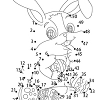 Desenho de Jogo de unir pontos - coelho da Páscoa para colorir