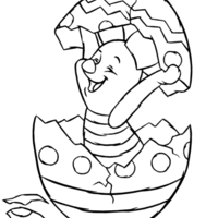 Desenho de Leitão no ovo de Páscoa para colorir