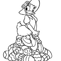 Desenho de Margarida e ovos de Páscoa para colorir