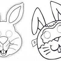 Desenho de Máscaras de coelhos da Páscoa para colorir
