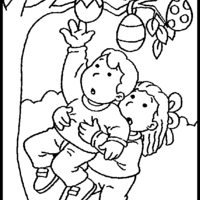 Desenho de Meninos tentando pegar ovos de Páscoa para colorir