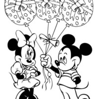 Desenho de Mickey com balões de ovos de Páscoa para colorir