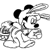 Desenho de Mickey vestido de coelho da Páscoa para colorir