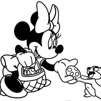 Desenho de Minnie e esquilo na Páscoa para colorir