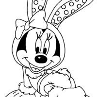 Desenho de Minnie vestida de coelhinha da Páscoa para colorir