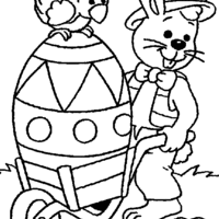Desenho de Ovo de Páscoa no carrinho de mão para colorir