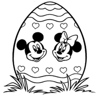 Desenho de Ovo de Páscoa da Minnie e do Mickey para colorir