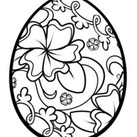 Desenho de Ovo de Páscoa decorado com flores para colorir