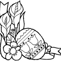 Desenho de Ovo de Páscoa e flores para colorir