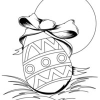 Desenho de Ovo de Páscoa decorado com laço de fita para colorir